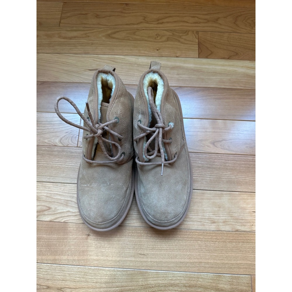 LL Bean Wicked Good Suede Shearling Lined Chukka Boots Tan Brown Lace Up NEW - Picture 4 of 12